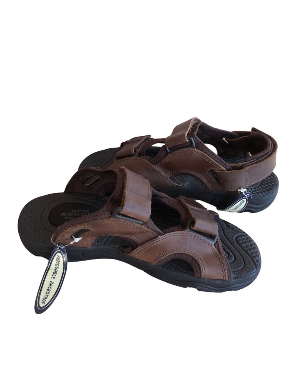 Sonoma Genuine Leather Stingray Removable Back Strap Brown Adjustable Sandals 7